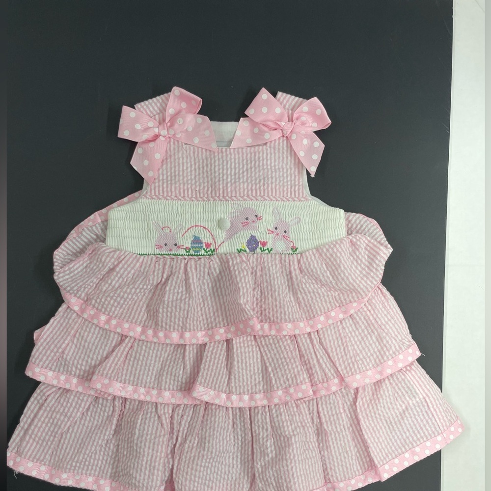 Mud Pie Pink and White Striped Baby Dress